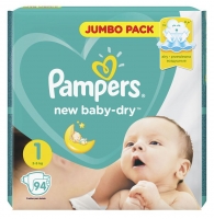 Подгузники Pampers New Baby Dry Newborn 1 (2-5 кг), 94 шт.